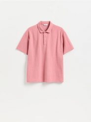Koszulka polo boxy - brudny róż. Czerwone koszulki polo męskie Reserved, l, bez wzorów, z bawełny, bez ramiączek. Za 119.99 zł.