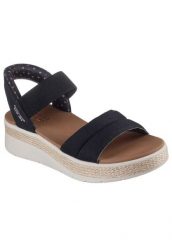 Sandały SKECHERS BOBS SUN RAY Czarny. Czarne sandały damskie Skechers, bez wzorów, z materiału, bez obcasa, bez zapięcia. Za 289.99 zł.