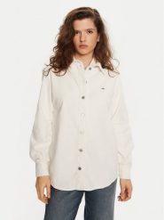 Tommy Jeans Koszula DW0DW18871 Écru Relaxed Fit. Bluzki damskie Tommy Jeans, m, bez wzorów, z bawełny, bez kołnierzyka, bez ramiączek. Za 289.99 zł.