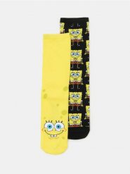 Prążkowane skarpetki 2 pack SpongeBob - wielobarwny. Skarpety męskie Sinsay, bez wzorów, prążkowane. Za 15.99 zł.
