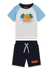 Guess Komplet t-shirt i spodenki N6GG03 K8HM4 Granatowy Regular Fit. Niebieskie t-shirty dla chłopców Guess, z aplikacjami, z bawełny, bez ramiączek. Za 174.99 zł.