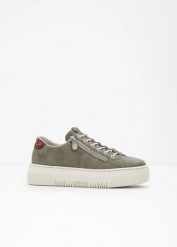 Sneakersy marki Rieker na platformie. Zielone obuwie sportowe damskie bonprix, bez wzorów. Za 309.99 zł.