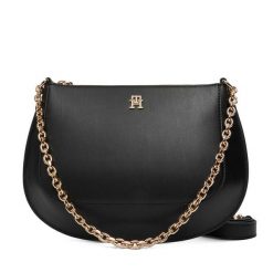 Torebka Tommy Hilfiger. Czarne torebki do ręki damskie Tommy Hilfiger, bez wzorów, klasyczne, bez dodatków. Za 649.99 zł.