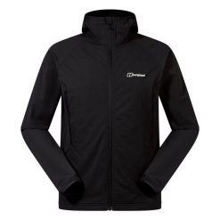 Kurtka softshell męska Berghaus Skelbo. Czarne kurtki męskie Berghaus, m, bez wzorów, z materiału, bez kaptura. Za 449.99 zł.