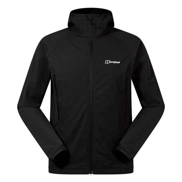Kurtka softshell męska Berghaus Skelbo. Czarne kurtki męskie Berghaus, m, bez wzorów, z materiału, bez kaptura. Za 449.99 zł.
