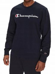 Bluza męska Champion Crewneck Sweatshirt. Niebieskie bluzy męskie Champion, m, bez wzorów, z bawełny, bez kaptura. Za 179.00 zł.