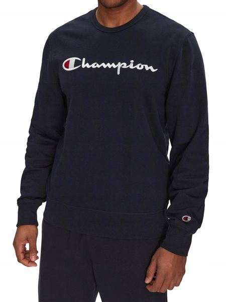 Bluza męska Champion Crewneck Sweatshirt. Niebieskie bluzy męskie Champion, m, bez wzorów, z bawełny, bez kaptura. Za 179.00 zł.