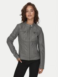 ONLY Kurtka z imitacji skóry Bandit 15081400 Szary Regular Fit. Szare kurtki damskie Only, bez wzorów, ze skóry, bez kaptura. Za 129.99 zł.