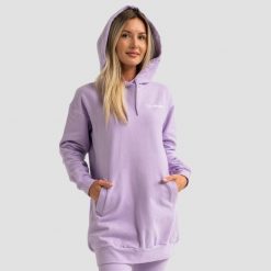 Bluza damska z kapturem długa Limitless Longline. Fioletowe bluzy damskie GYMBEAM, xl, bez wzorów, z bawełny, z kapturem. Za 123.90 zł.
