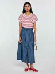 Spódnica damska midi jeansowa rozkloszowana granatowa Bria 544. Niebieskie spódnice damskie Big Star, uniwersalny, bez wzorów, z denimu, casualowe, midi, proste. Za 229.99 zł.