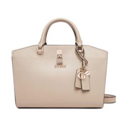 Torebka Guess. Brązowe torebki do ręki damskie Guess, z aplikacjami, klasyczne, bez dodatków. Za 409.99 zł.