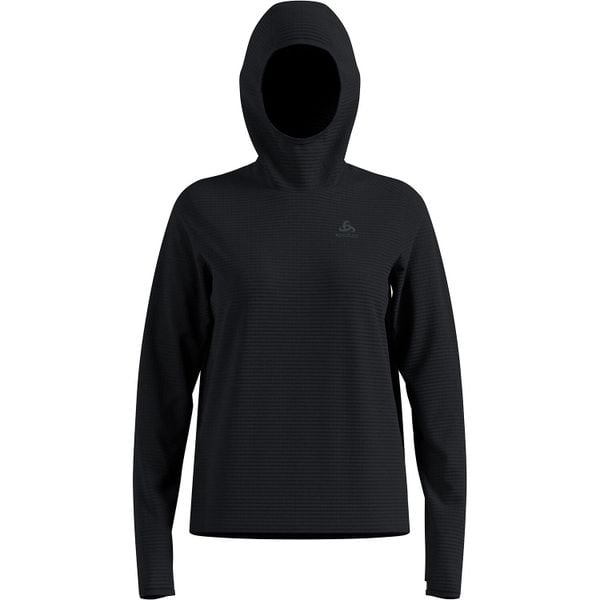Bluza z kapturem Odlo Mid layer hoody ESSENTIAL THERMAL. Czarne bluzy damskie Odlo, uniwersalny, bez wzorów, z elastanu, z kapturem, do biegania. Za 339.99 zł.