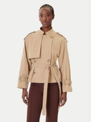 Rinascimento Płaszcz przejściowy CFC0124670003 Beżowy Regular Fit. Brązowe płaszcze damskie Rinascimento, s, bez wzorów, z syntetyku, bez kaptura. Za 709.99 zł.