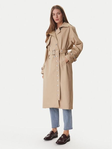 DKNY Trencz DJ6J6232 Beżowy Regular Fit. Brązowe płaszcze damskie DKNY, s, bez wzorów, z syntetyku, bez kaptura. Za 938.99 zł.