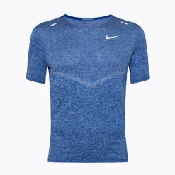 Koszulka do biegania męska Nike Dri-Fit Rise 365. Niebieskie koszulki sportowe męskie Nike, m, bez wzorów, bez kołnierzyka, bez ramiączek, do biegania, dri-fit (nike). Za 199.99 zł.