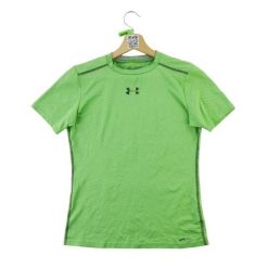 Second life - Koszulka damska z krótkim rękawem Under Armour - Stan bardzo dobry. Zielone koszulki sportowe damskie Under Armour, l, bez wzorów, z materiału, bez kołnierzyka, bez ramiączek, na fitness i siłownię. Za 42.56 zł.