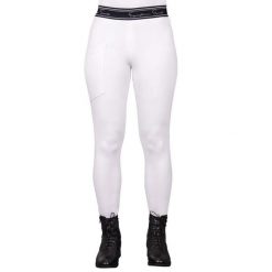 Legginsy do jazdy konnej dla kobiet QHP Eden. Białe legginsy sportowe damskie QHP, s, bez wzorów, z elastanu, do jazdy konnej. Za 292.00 zł.