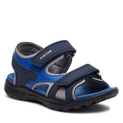 Sandały Geox. Niebieskie sandały chłopięce Geox, bez zapięcia. Za 219.99 zł.