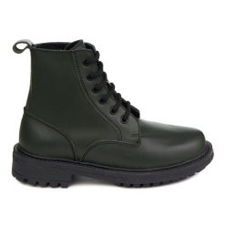 Botki damskie Dechase skóra naturalna zielone woskowane. Zielone botki damskie Trespass, na jesień, z materiału, casualowe, bez obcasa, bez zapięcia. Za 323.99 zł.