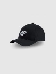 4F Czapka z daszkiem strapback damska - czarna S/M. Czarne czapki i kapelusze damskie 4f, na lato, bez wzorów, z bawełny, sportowe. Za 59.99 zł.