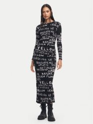 Desigual Sukienka codzienna 24WWVK45 Czarny Slim Fit. Czarne sukienki damskie Desigual, na co dzień, s, bez wzorów, z wiskozy, bez kołnierzyka, bez ramiączek, proste. W wyprzedaży za 219.99 zł.