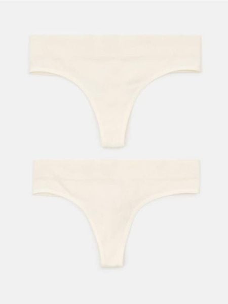 Prążkowane stringi 2 pack - biały. Białe stringi damskie Sinsay, l, bez wzorów, prążkowane. Za 15.99 zł.