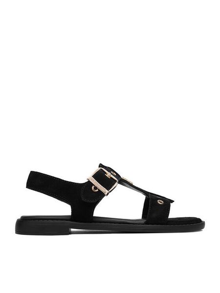 U.S. Polo Assn. Sandały EO-ALYS001W/6S1 Czarny. Czarne sandały damskie U.S. Polo Assn., bez wzorów, ze skóry, bez obcasa, na płaskiej podeszwie, bez zapięcia. Za 224.99 zł.