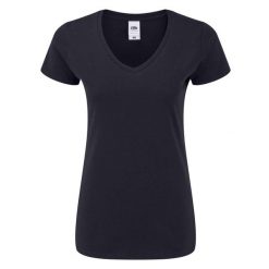 Koszulka Damska Z Dekoltem W Kształcie Litery V. Niebieskie koszulki sportowe damskie Fruit of the Loom, xs, bez wzorów, bez kołnierzyka, bez ramiączek, trekkingowe. Za 33.99 zł.