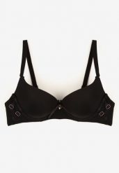 Czarny Biustonosz Push-Up na Regulowanych Ramiączkach Ozdobiony Aplikacją Alerisia. Czarne biustonosze Renee, z aplikacjami. Za 29.99 zł.