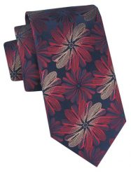 Klasyczny, Męski Krawat Alties - Czerwień i Granat, Duże Kwiaty. Czerwone krawaty i muchy Alties, bez wzorów, z tkaniny, eleganckie. Za 49.00 zł.