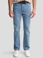 Jeansy męskie z prostą nogawką jasnoniebieskie Toros 171. Niebieskie eleganckie spodnie męskie Big Star, l, bez wzorów, z denimu. W wyprzedaży za 159.99 zł.