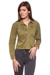 DAMSKA KURTKA JEANSOWA WRANGLER CROP JACKET ARMY GREEN W402CBGV7 112128688. Zielone kurtki damskie Wrangler, m, bez wzorów, z jeansu, bez kaptura. W wyprzedaży za 159.99 zł.
