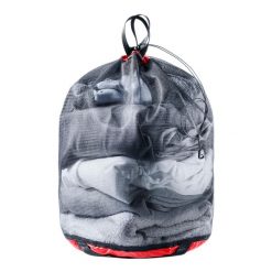 Worek bagażowy Deuter Mesh Sack 5 - cherry/black. Czarne plecaki damskie Deuter, bez wzorów, z meshu. Za 66.09 zł.