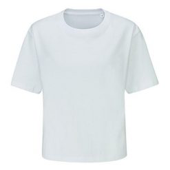 T-shirt Damski Ciężkiej Grubości Cropped. Białe koszulki sportowe damskie MANTIS, bez wzorów, bez kołnierzyka, bez ramiączek, trekkingowe. Za 64.99 zł.