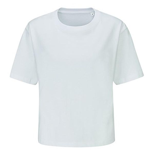 T-shirt Damski Ciężkiej Grubości Cropped. Białe koszulki sportowe damskie MANTIS, bez wzorów, bez kołnierzyka, bez ramiączek, trekkingowe. Za 64.99 zł.