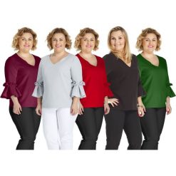 Elegancka bluzka rękaw falbanka oversize PLUS SIZE. Bluzki damskie marki Moda Size Plus Iwanek. Za 109.00 zł.