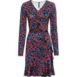 Sukienka kopertowa w cętki leoparda: MUST HAVE bonprix pomarańczowo-czerwony-niebieski oceaniczny - czarny leo. Sukienki damskie marki bonprix. Za 69.99 zł.