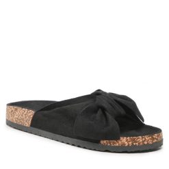 Klapki DeeZee. Czarne klapki damskie DeeZee, bez wzorów, bez obcasa. Za 89.99 zł.