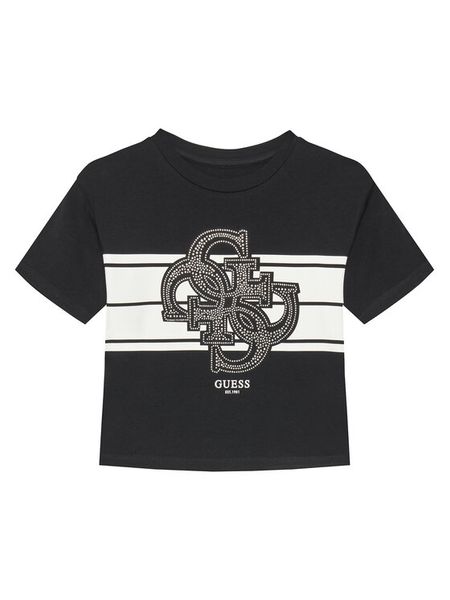 Guess T-Shirt J5YI09 K6YW4 Czarny Regular Fit. Czarne t-shirty i topy dla dziewczynek Guess, z aplikacjami, z bawełny, bez ramiączek. Za 79.99 zł.