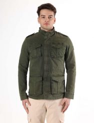 Kurtka z bawełna z zamek błyskawiczny na co dzień. Zielone kurtki męskie LEONE 1947 APPAREL, l, bez wzorów, z bawełny. Za 210.46 zł.