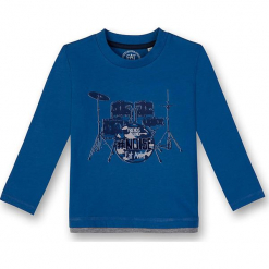 Koszulka w kolorze niebieskim. Niebieskie t-shirty dla chłopców Eat ants, z nadrukiem, z bawełny, z długim rękawem. W wyprzedaży za 42.95 zł.