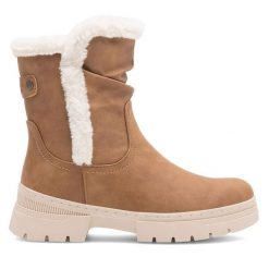 Botki Go Soft. Brązowe botki damskie GO SOFT, bez obcasa, na płaskiej podeszwie, bez zapięcia. Za 179.99 zł.