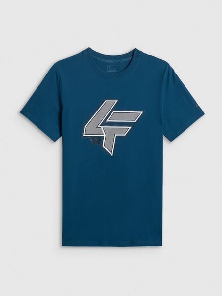 Чоловічий t-shirt regular з принтом - бірюзова. T-shirty męskie 4f, l, bez wzorów, bez kołnierzyka. Za 799.90 zł.