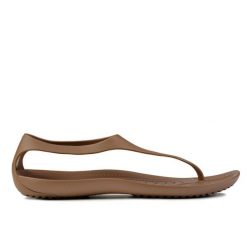 Sandały japonki damskie sportowe Crocs Sexi Flip Wmns. Brązowe klapki damskie Crocs, bez wzorów, z materiału, sportowe, bez obcasa. Za 189.00 zł.