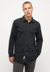 Męska Koszula MUSTANG Clemens Knit Terry Shirt Denim Black 1014626 4000 800. Czarne koszule męskie Mustang, m, bez wzorów, z denimu, bez kołnierzyka, bez ramiączek. Za 149.99 zł.
