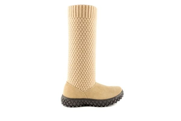 Kozaki Rock Crazy Horse Cream Mesh, Beż, Skóra naturalna /Materiał - 37. Brązowe kozaki damskie Rock Spring, bez wzorów, z materiału. W wyprzedaży za 71.10 zł.