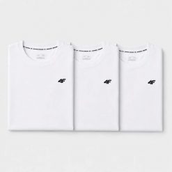 KOMPLET KOSZULEK MĘSKICH 4F ZESTAW 3PAK T-SHIRT S TTSHM3341 BIAŁY. Białe t-shirty męskie 4f, m, bez wzorów, z bawełny, sportowe, bez kołnierzyka. Za 149.97 zł.