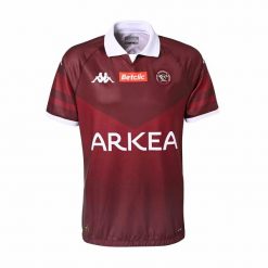 Koszulka domowa Union Bordeaux-Bègles Pro 2024/25. Czerwone koszulki sportowe męskie Kappa, bez wzorów, bez kołnierzyka, bez ramiączek. W wyprzedaży za 516.15 zł.