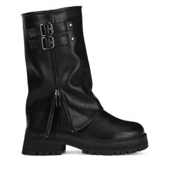 Kozaki Jenny Fairy. Czarne kozaki damskie Jenny Fairy, bez obcasa, na słupku. Za 249.99 zł.