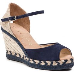 Espadryle UNISA - Cucho Ks Ocean Ksde Ss. Niebieskie klapki damskie Unisa, bez wzorów, ze skóry, bez obcasa, na obcasie, bez zapięcia. W wyprzedaży za 269.00 zł.